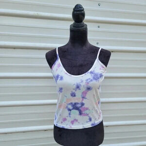 NWT Lay-z Chic Juniors sz L Tank Top Pink Purple White Stretch Watercolor